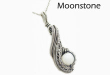 Load image into Gallery viewer, Custom Gemstone Wire-Wrapped Pendant in Sterling Silver; "Comet"