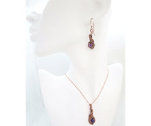 Load image into Gallery viewer, Custom Gemstone and Copper Wire-Wrapped Necklace & Earrings Set; "Comet" Model