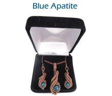 Load image into Gallery viewer, Custom Gemstone and Copper Wire-Wrapped Necklace & Earrings Set; "Comet" Model