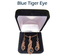 Load image into Gallery viewer, Custom Gemstone and Copper Wire-Wrapped Necklace & Earrings Set; "Comet" Model