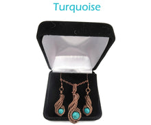 Load image into Gallery viewer, Custom Gemstone and Copper Wire-Wrapped Necklace & Earrings Set; "Comet" Model