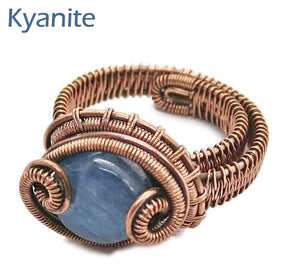Adjustable Woven Copper Ring with Custom Gemstone; "Coriolis" - Heather Jordan Jewelry