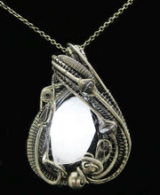 Load image into Gallery viewer, Custom Colored Resin Gem LED Pendants, Wire-Wrapped in Oxidized Sterling Silver