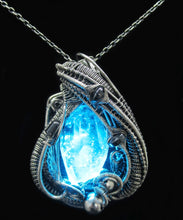 Load image into Gallery viewer, Custom Colored Resin Gem LED Pendants, Wire-Wrapped in Oxidized Sterling Silver