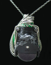 Load image into Gallery viewer, Custom Colored Resin Gem LED Pendants, Wire-Wrapped in Oxidized Sterling Silver