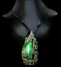 Load image into Gallery viewer, Green Sweeper Nixie Tube Steampunk/Cyberpunk Fusion LED Necklace