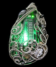Load image into Gallery viewer, Green Sweeper Nixie Tube Steampunk/Cyberpunk Fusion LED Necklace