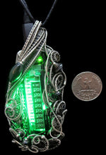 Load image into Gallery viewer, Green Sweeper Nixie Tube Steampunk/Cyberpunk Fusion LED Necklace