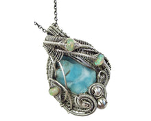 Load image into Gallery viewer, Blue Botyroidal Hemimorphite Druzy Wire-Wrapped Pendant in Sterling Silver with Ethiopian Welo Opals - Heather Jordan Jewelry