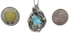 Load image into Gallery viewer, Blue Botyroidal Hemimorphite Druzy Wire-Wrapped Pendant in Sterling Silver with Ethiopian Welo Opals - Heather Jordan Jewelry