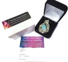 Load image into Gallery viewer, Blue Botyroidal Hemimorphite Druzy Wire-Wrapped Pendant in Sterling Silver with Ethiopian Welo Opals - Heather Jordan Jewelry