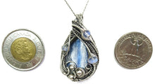 Load image into Gallery viewer, Blue Kyanite Wire-Wrapped Pendant with Rainbow Moonstone