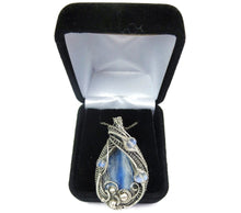 Load image into Gallery viewer, Blue Kyanite Wire-Wrapped Pendant with Rainbow Moonstone