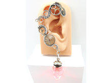 Load image into Gallery viewer, Custom Colored Steampunk LED Crystal Ear Wrap in Sterling Silver