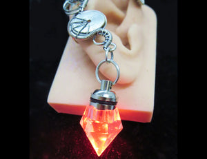Custom Colored Steampunk LED Crystal Ear Wrap in Sterling Silver