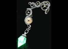 Load image into Gallery viewer, Custom Colored Steampunk LED Crystal Ear Wrap in Sterling Silver