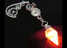 Load image into Gallery viewer, Custom Colored Steampunk LED Crystal Ear Wrap in Sterling Silver