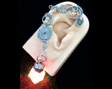 Load image into Gallery viewer, Custom Colored Steampunk LED Crystal Ear Wrap in Sterling Silver