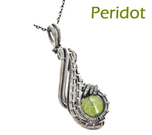 Load image into Gallery viewer, Custom Gemstone Wire-Wrapped Pendant in Sterling Silver; "Mini-Comet"