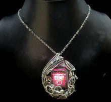 Load image into Gallery viewer, Nixie Number Tube Pendant with Upcycled Electronic and Watch Parts & Rainbow LED, Steampunk/Cyberpunk Fusion