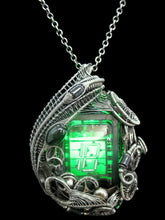 Load image into Gallery viewer, Nixie Number Tube Pendant with Upcycled Electronic and Watch Parts & Rainbow LED, Steampunk/Cyberpunk Fusion