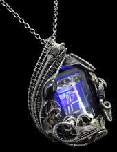 Load image into Gallery viewer, Nixie Number Tube Pendant with Upcycled Electronic and Watch Parts & Rainbow LED, Steampunk/Cyberpunk Fusion