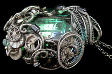 Load image into Gallery viewer, Nixie Number Tube Pendant with Upcycled Electronic and Watch Parts & Rainbow LED, Steampunk/Cyberpunk Fusion