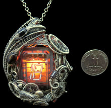 Load image into Gallery viewer, Nixie Number Tube Pendant with Upcycled Electronic and Watch Parts & Rainbow LED, Steampunk/Cyberpunk Fusion