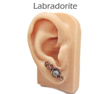 Load image into Gallery viewer, Custom Gemstone & Copper Wire-Wrapped Ear Pins; "Orbit" Style - Heather Jordan Jewelry
