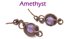 Load image into Gallery viewer, Custom Gemstone & Copper Wire-Wrapped Ear Pins; "Orbit" Style - Heather Jordan Jewelry