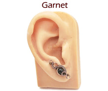 Load image into Gallery viewer, Custom Gemstone & Copper Wire-Wrapped Ear Pins; "Orbit" Style - Heather Jordan Jewelry