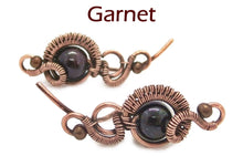 Load image into Gallery viewer, Custom Gemstone & Copper Wire-Wrapped Ear Pins; "Orbit" Style - Heather Jordan Jewelry