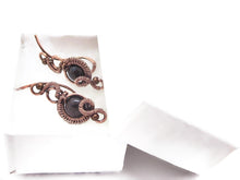 Load image into Gallery viewer, Custom Gemstone & Copper Wire-Wrapped Ear Pins; "Orbit" Style - Heather Jordan Jewelry