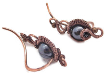 Load image into Gallery viewer, Custom Gemstone & Copper Wire-Wrapped Ear Pins; "Orbit" Style - Heather Jordan Jewelry