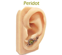 Load image into Gallery viewer, Custom Gemstone & Copper Wire-Wrapped Ear Pins; "Orbit" Style - Heather Jordan Jewelry