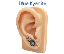 Load image into Gallery viewer, Custom Gemstone & Copper Wire-Wrapped Ear Pins; "Orbit" Style - Heather Jordan Jewelry