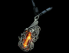 Load image into Gallery viewer, Orange Nixie Tube Cyberpunk Necklace with Upcycled Electronic and Watch Parts