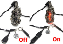 Load image into Gallery viewer, Orange Nixie Tube Cyberpunk Necklace with Upcycled Electronic and Watch Parts