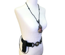 Load image into Gallery viewer, Orange Nixie Tube Cyberpunk Necklace with Upcycled Electronic and Watch Parts