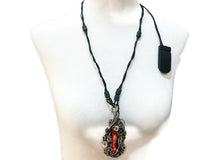 Load image into Gallery viewer, Orange Nixie Tube Cyberpunk Necklace with Upcycled Electronic and Watch Parts