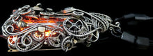 Load image into Gallery viewer, Orange Nixie Tube Cyberpunk Necklace with Upcycled Electronic and Watch Parts