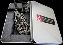 Load image into Gallery viewer, Orange Nixie Tube Cyberpunk Necklace with Upcycled Electronic and Watch Parts