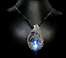 Load image into Gallery viewer, Rainbow Nixie Tube Necklace with Upcycled Electronic and Watch Parts, Steampunk/Cyberpunk Fusion LED