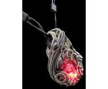 Load image into Gallery viewer, Rainbow Nixie Tube Necklace with Upcycled Electronic and Watch Parts, Steampunk/Cyberpunk Fusion LED