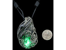 Load image into Gallery viewer, Rainbow Nixie Tube Necklace with Upcycled Electronic and Watch Parts, Steampunk/Cyberpunk Fusion LED