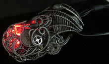 Load image into Gallery viewer, Rainbow Nixie Tube Necklace with Upcycled Electronic and Watch Parts, Steampunk/Cyberpunk Fusion LED