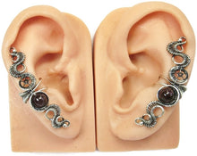 Load image into Gallery viewer, Custom Gemstone & Sterling Silver Steampunk Ear Cuff; "Rippling Wave" Model - Heather Jordan Jewelry