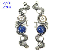 Load image into Gallery viewer, Custom Gemstone & Sterling Silver Steampunk Ear Cuff; "Rippling Wave" Model - Heather Jordan Jewelry