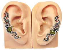 Load image into Gallery viewer, Custom Gemstone & Sterling Silver Steampunk Ear Cuff; "Rippling Wave" Model - Heather Jordan Jewelry