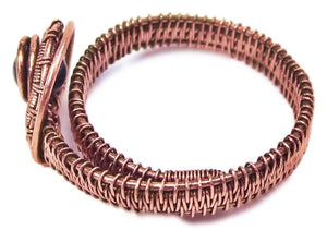 Woven Adjustable Copper Ring with Custom Gemstone - Heather Jordan Jewelry